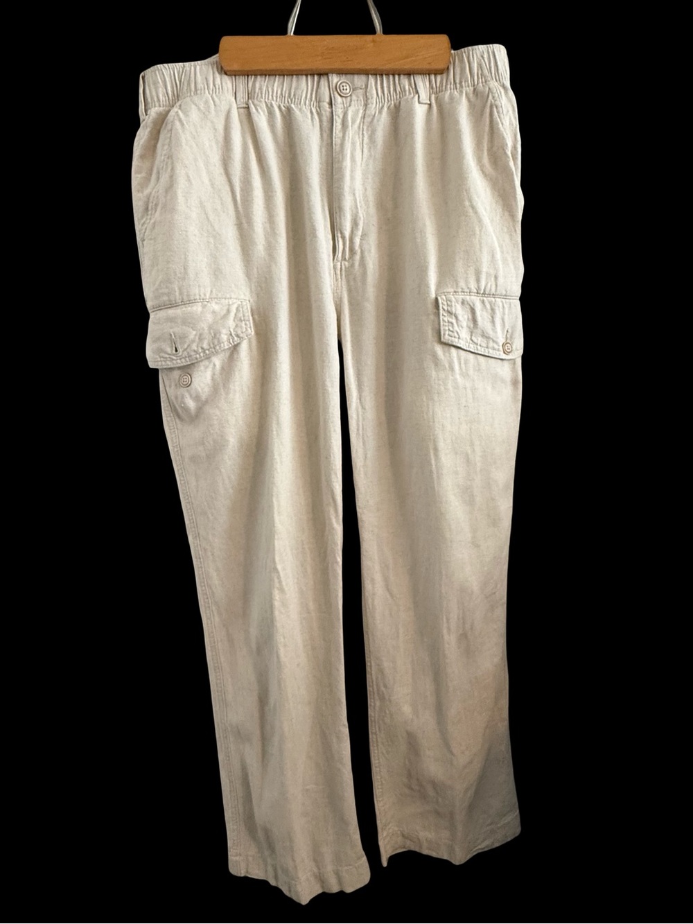 Roundtree & Yorke Linen Blend Mens Cargo Pants Costal Beachy Neutral